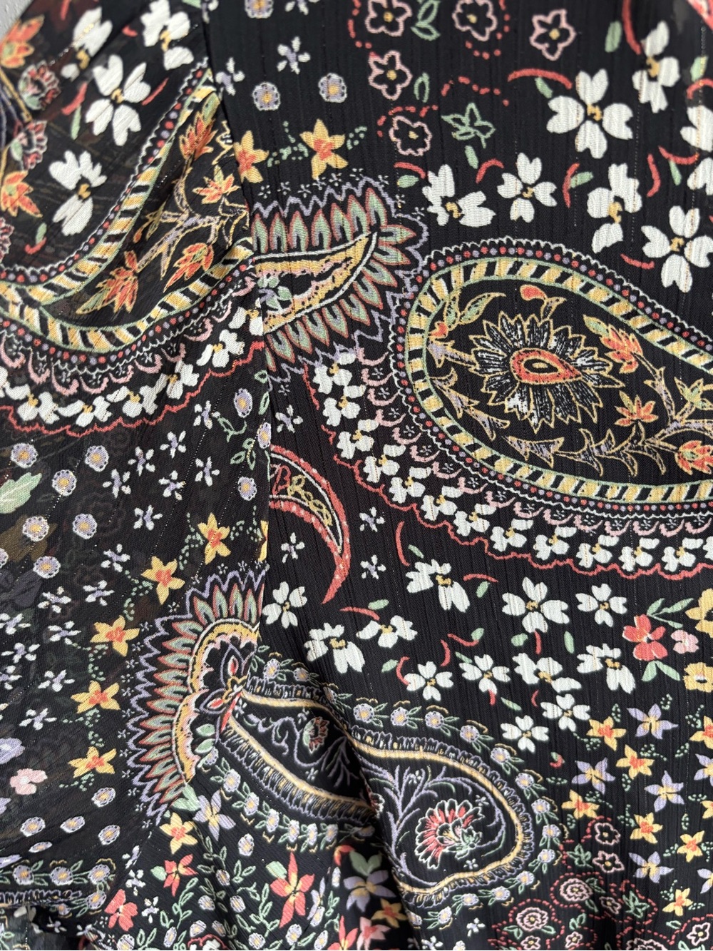 Women’s Black Paisley Printed Long Sleeve Dress - Picture 4 of 6
